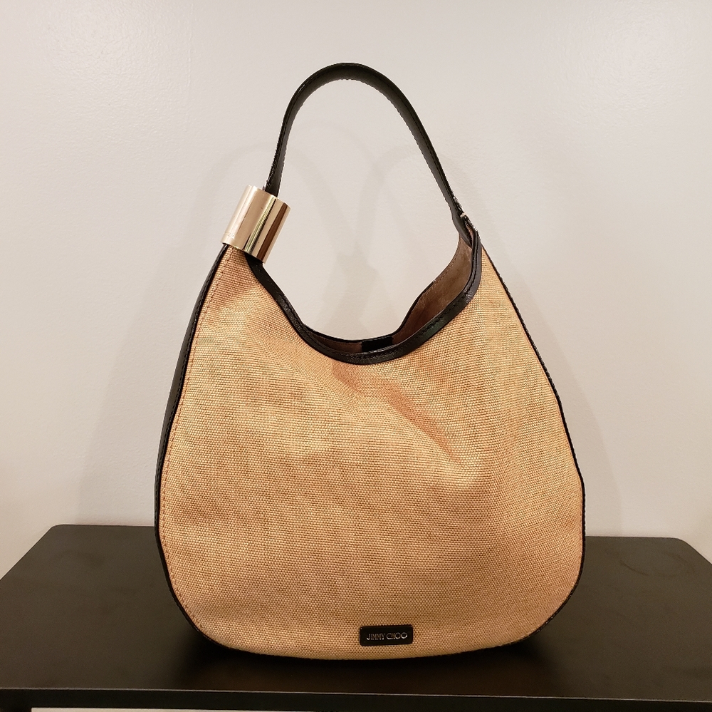 Jimmy Choo Hobo Bag..Black/Natural
